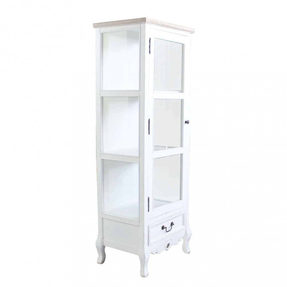 Credenza con vetrina shabby chic in Legno,Vetro cm 50x37x141 – ROB