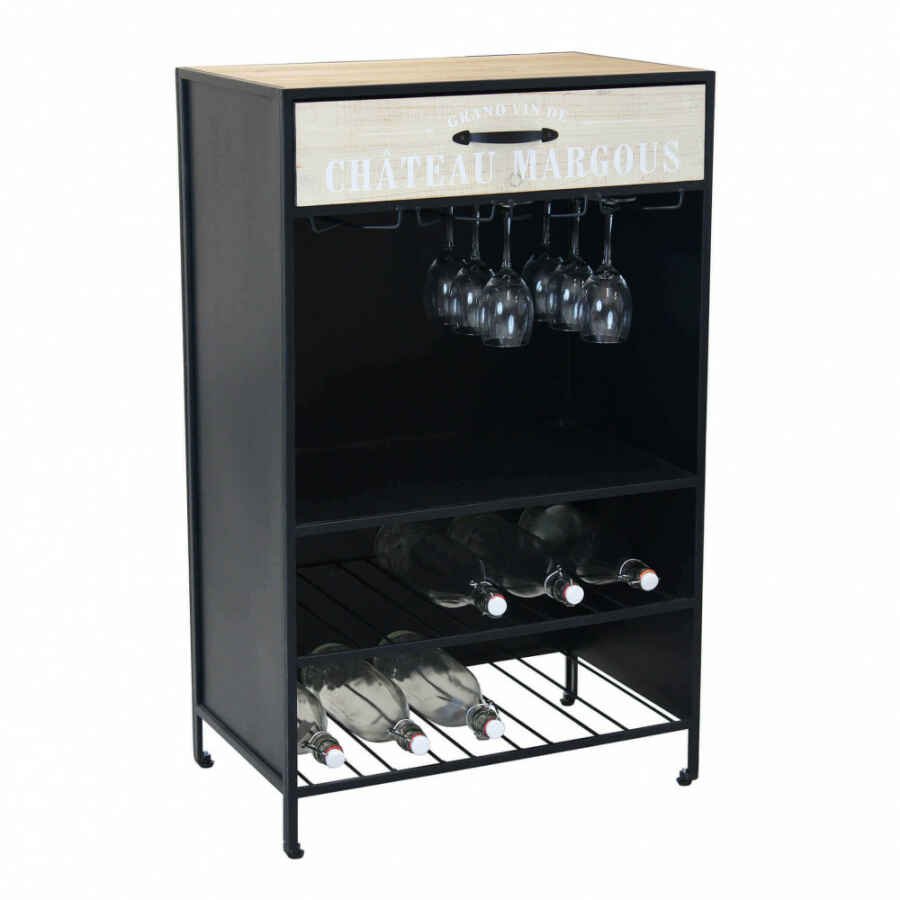 Mobile con portabottiglie in Legno,Metallo cm 59×39,5×95 – GABRIEL