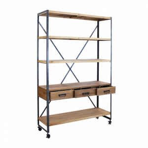 Libreria Industrial in Legno,Metallo cm 114,3×46,5×136 – COLIN