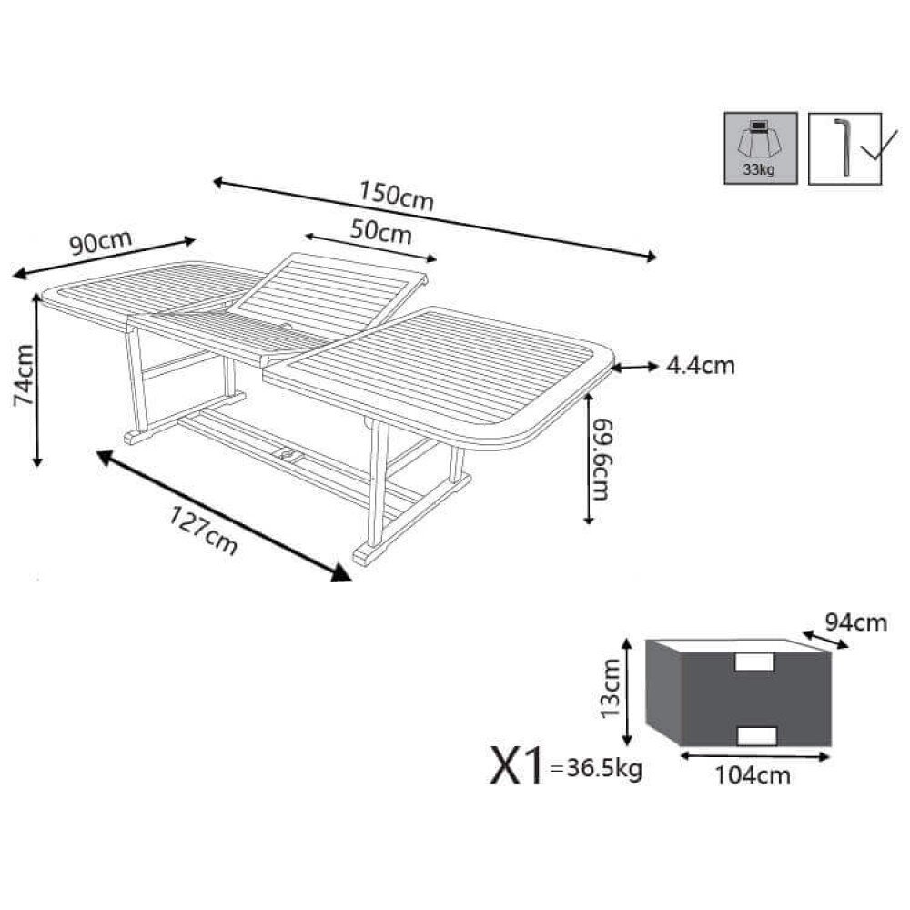 Tavolo da Giardino Allungabile cm 150-200×90 – RUSSELL