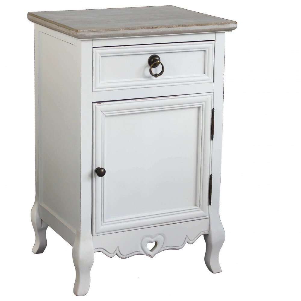 Mobiletto 1 cassetto 1 anta shabby chic in Legno cm 44x34x68 – MAYNARD