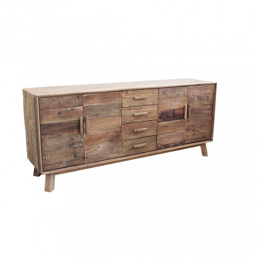 Madia con 4 ante e 4 cassetti in Pino riciclato cm 200x48x85 – PINE