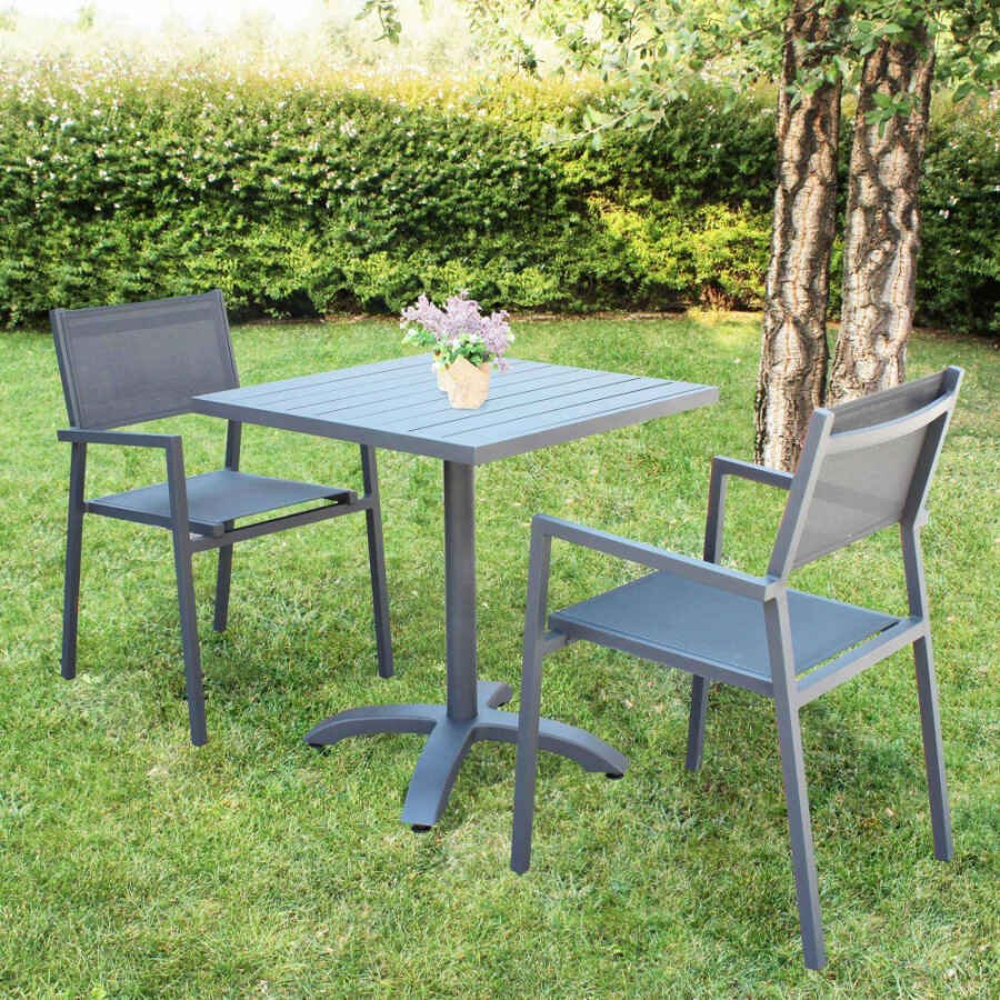 Poltrona da Giardino Impilabile in Alluminio,Textilene cm 55x58x85 – WOODY