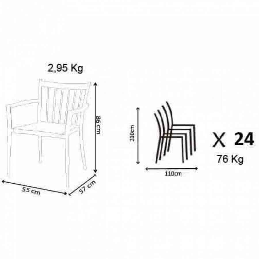 Poltrona da Giardino Impilabile in Alluminio,Wicker cm 55x57x86 – BURTON