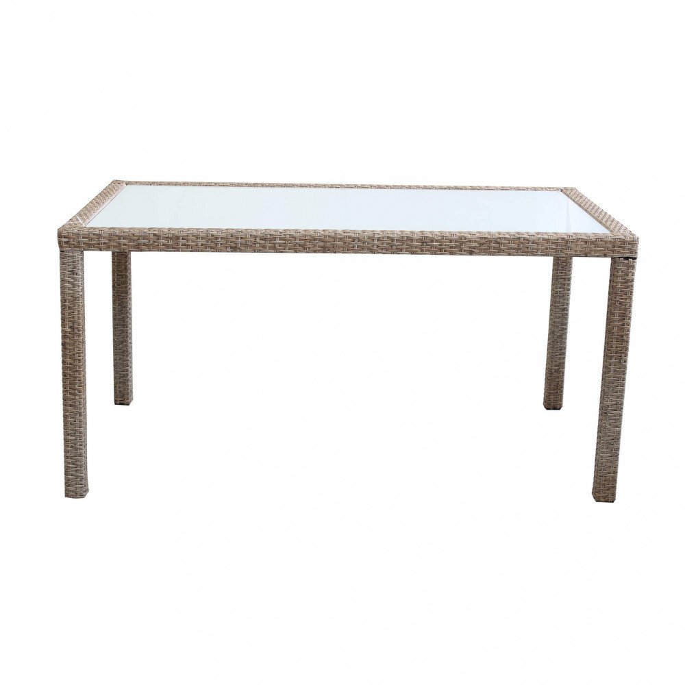 Tavolo intreccio e piano in vetro 150×90 – AXEL
