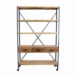 Libreria Industrial in Legno,Metallo cm 114,3×46,5×136 – COLIN