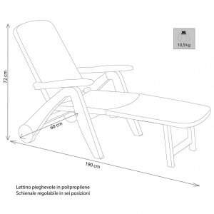 Sdraio mare Prendisole con ruote in Plastica cm 190x72x60 – PHILIP
