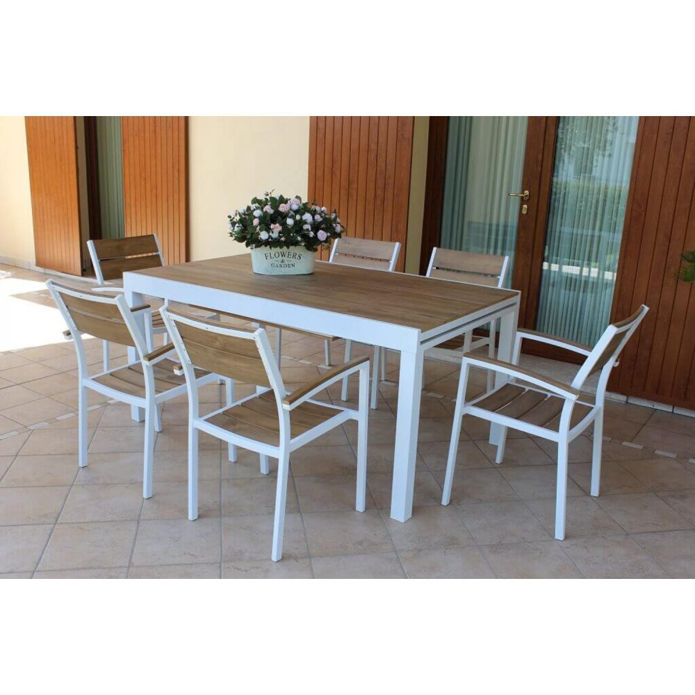 Tavolo da Giardino Allungabile piano in finto Legno 160-240×95 – URBAN