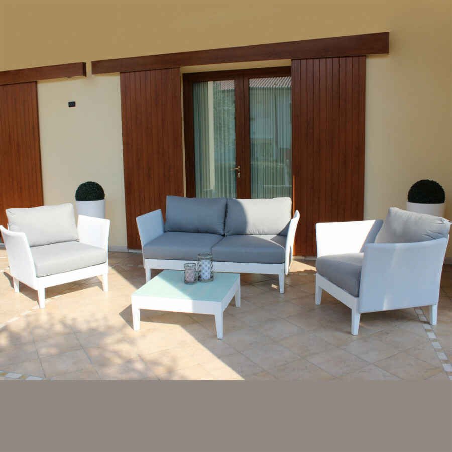 Salotto da Giardino 4 posti con Tavolino in Alluminio,Textilene – LOVEL