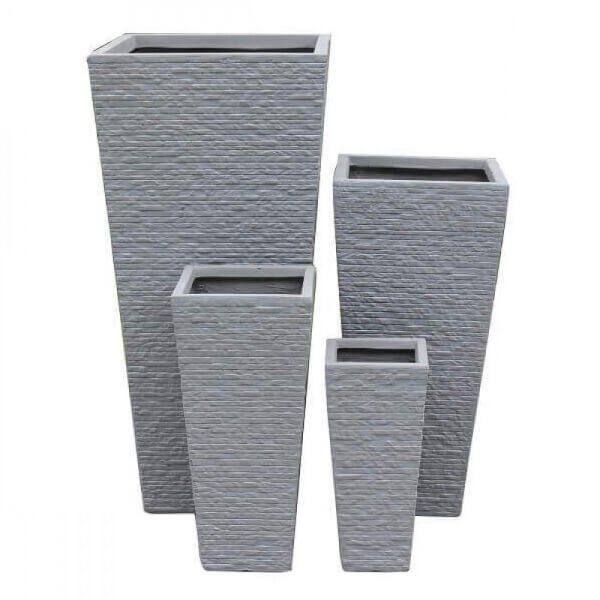 Set di 4 vasi da Giardino in Fibra di argilla cm 42x42x88 – MAXIMILIAN
