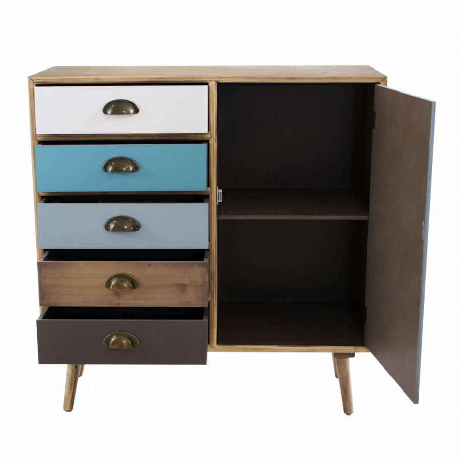 Mobiletto multicolor in Legno,MDF cm 80x35x65 – NELSON