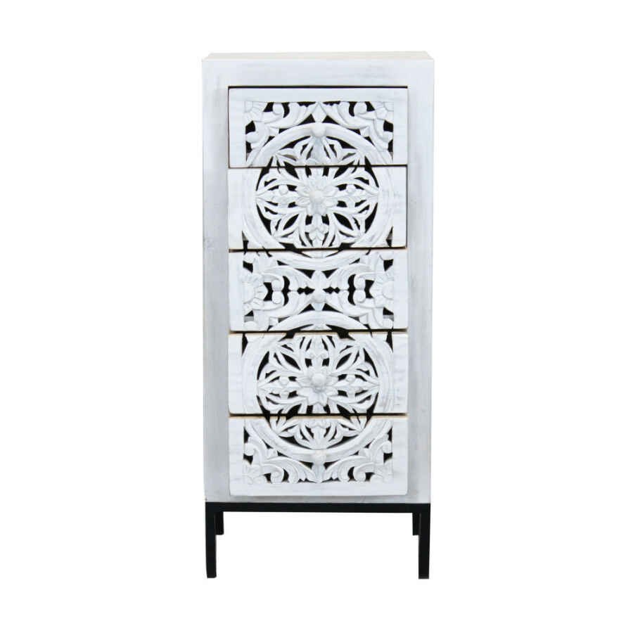 Cassettiera con decoro 5 cassetti in Legno,Metallo cm 45x35x105 – KONNOR