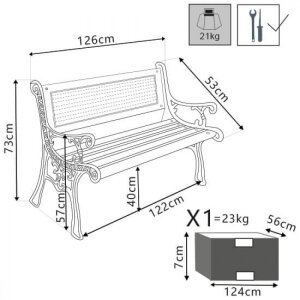 Panca in ghisa e Legno in Legno,Ghisa cm 126x72x63 – JERROLD