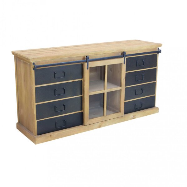 Madia Industrial in Acciaio,Legno cm 147×42,3×75 – JERRARD
