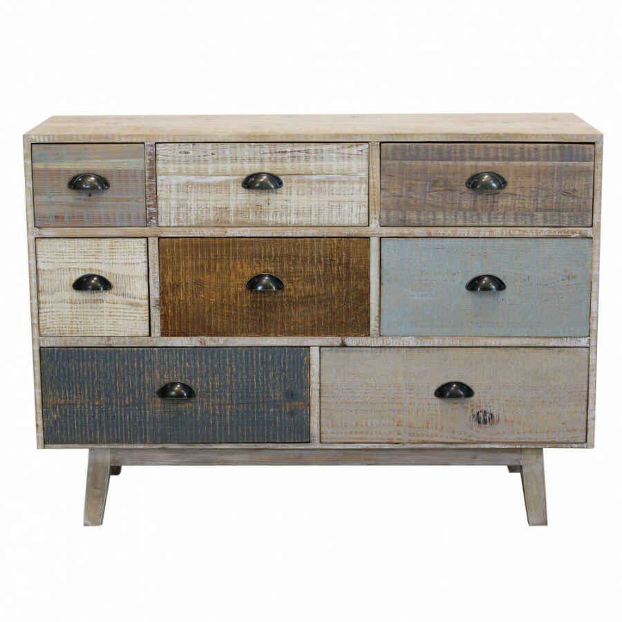 Cassettiera colorata Industrial in Legno cm 125x45x82 – FREDDY