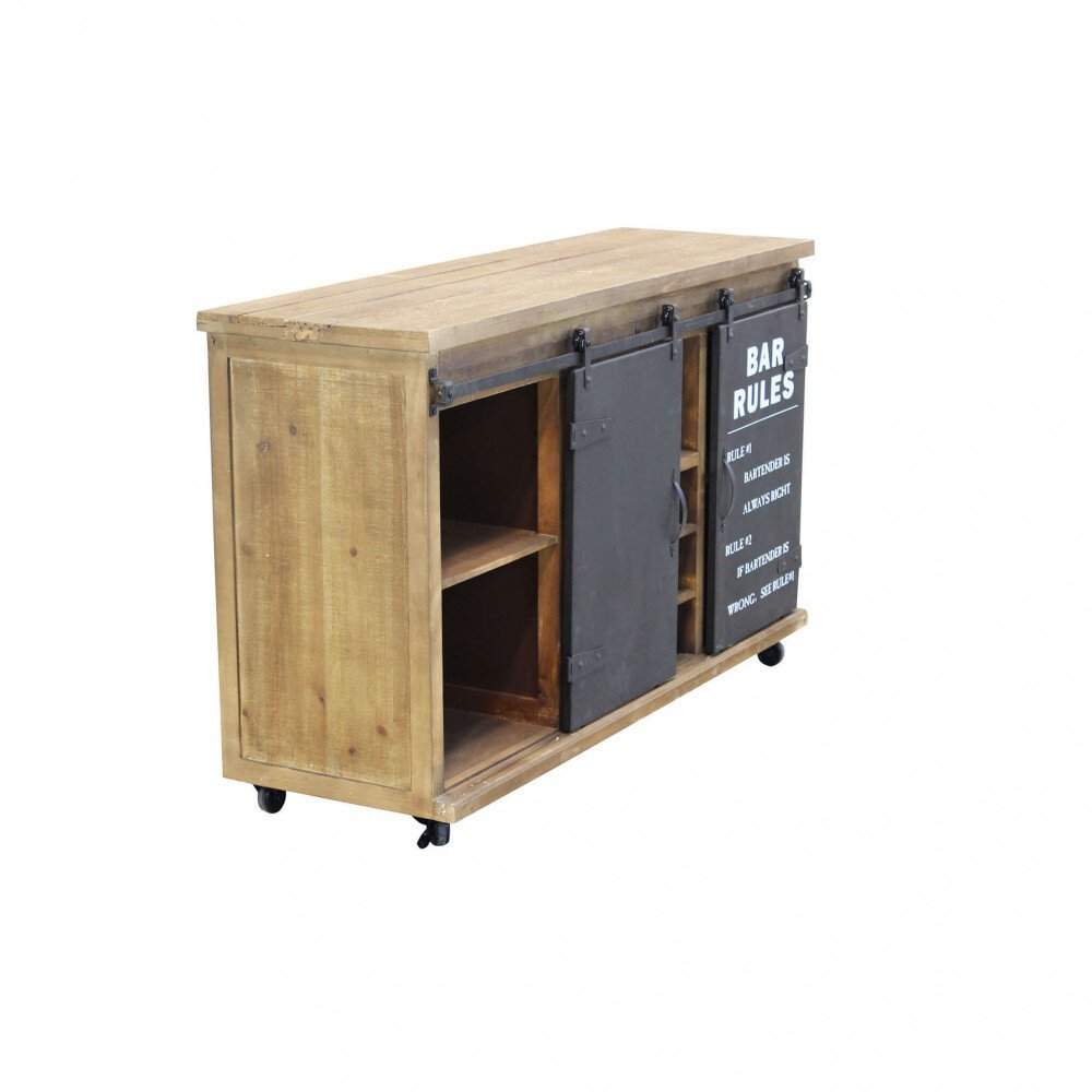 Madia con portabottiglie in Legno,Acciaio cm 123x41x74 – LUCIUS