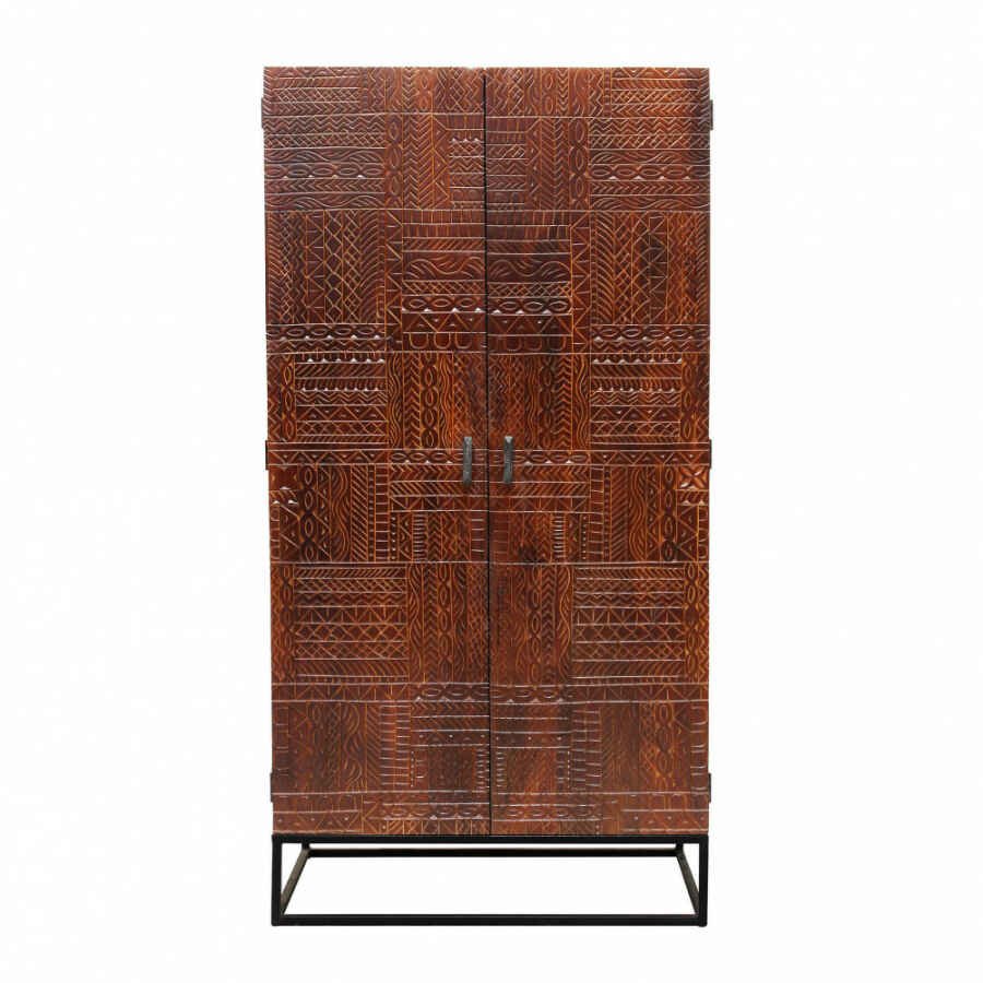 Armadio con decoro 2 ante in Legno,Metallo cm 96x56x186 – WHITAKER