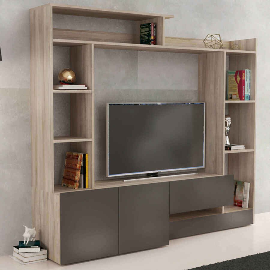 Parete Attrezzata per Soggiorno in Truciolare cm 180x40x165 – THEO