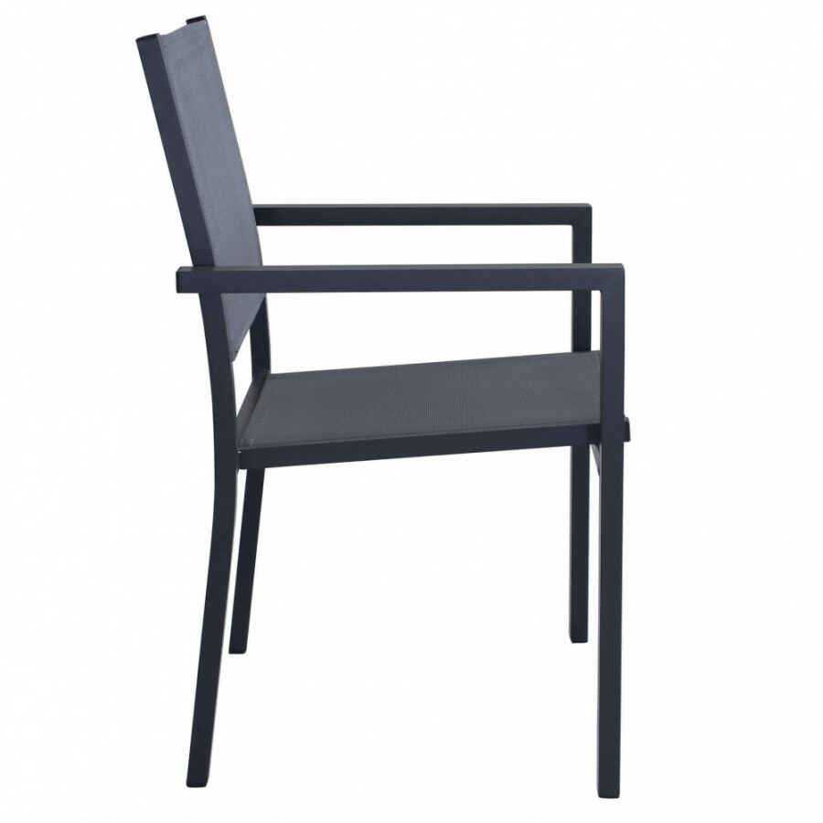 Poltrona da Giardino Impilabile in Alluminio,Textilene cm 55x58x85 – WOODY