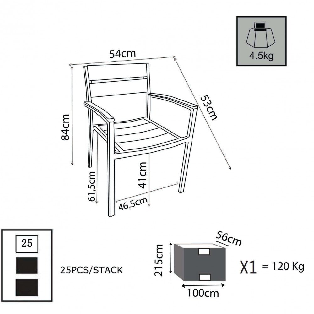 Poltrona da Giardino Impilabile in cm 54x54x84 – JAMAR