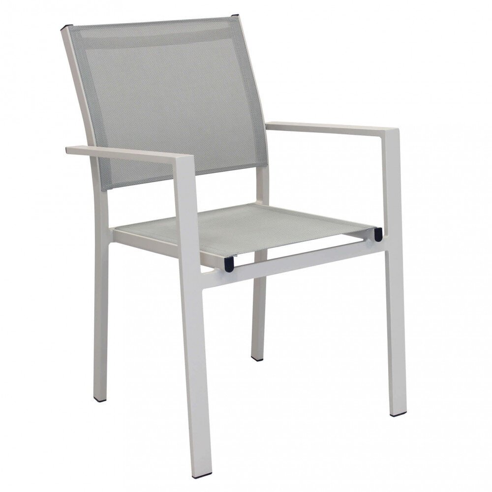 Poltrona da Giardino Impilabile in Alluminio,Textilene cm 55x58x85 – WOODY