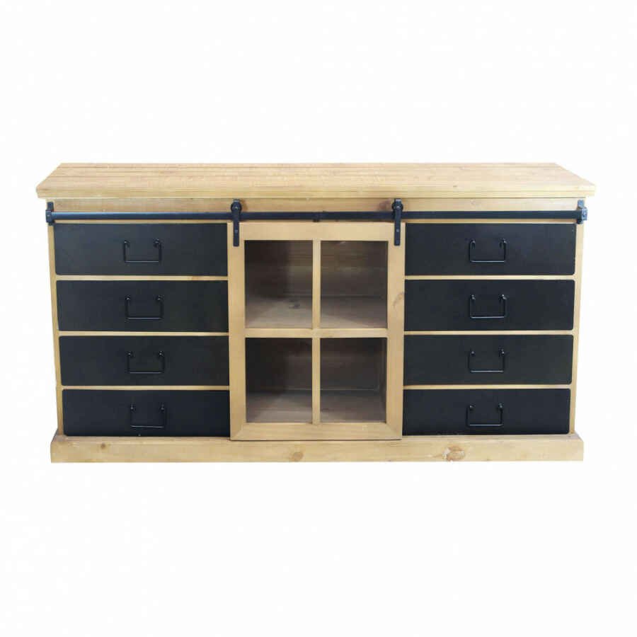 Madia Industrial in Acciaio,Legno cm 147×42,3×75 – JERRARD