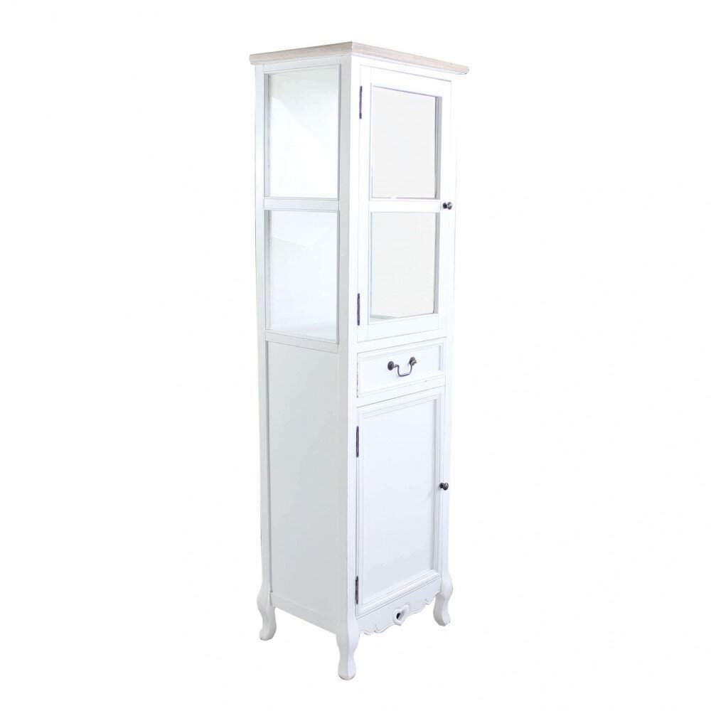 Vetrina un cassetto 2 ante shabby chic in Legno,Vetro cm 50x37x170 – ESMOND