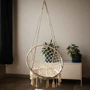 Sedia Sospesa Rotonda con cuscino in Metallo cm 80x80x120 – LORENNE