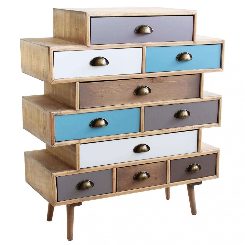Mobiletto 10 cassetti in Legno cm 80×36,5×73,5 – LAYTON
