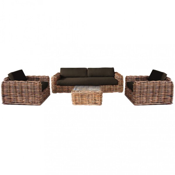 Salotto da Giardino con cuscini 4 posti in Rattan naturale – NATUR