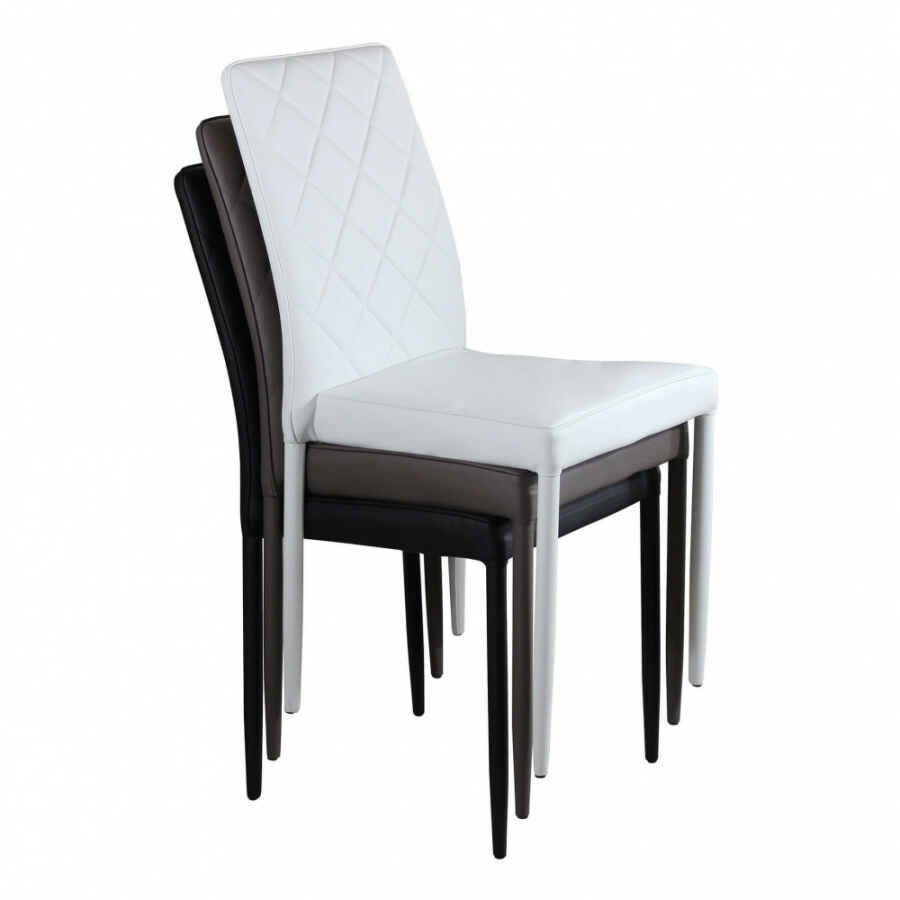 Sedia da Pranzo Moderna in Ecopelle,Acciaio cm 40x44x91,5 – NIGEL