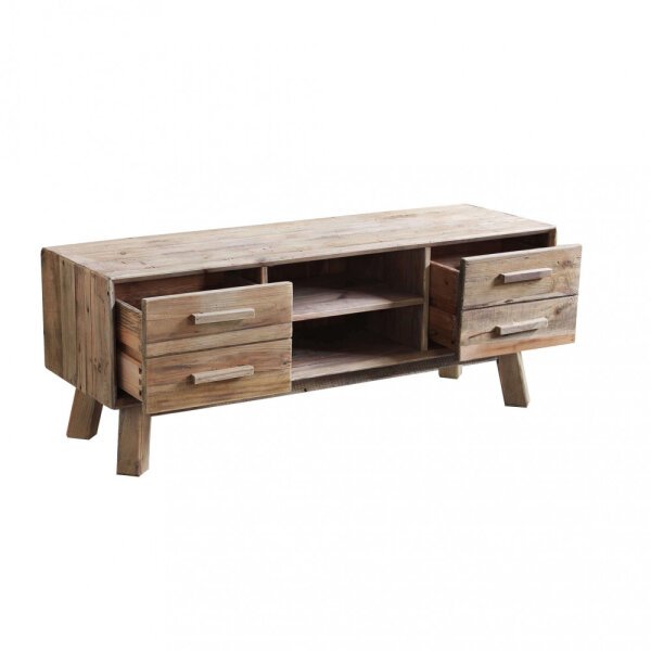 Porta tv con 4 cassetti in Pino riciclato cm 130x40x48 – PINE