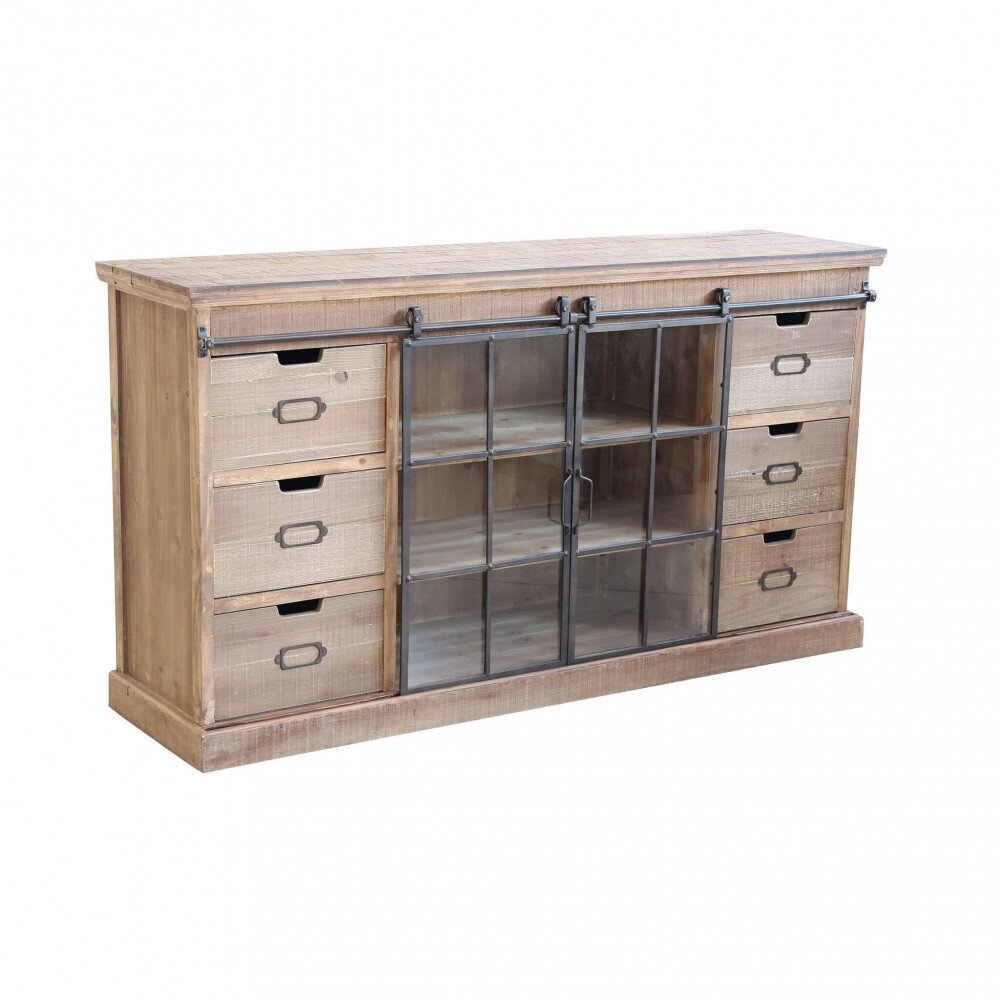 Madia per soggiorno Industrial in Legno,Vetro cm 147,5x39x81,5 – XZAVIER