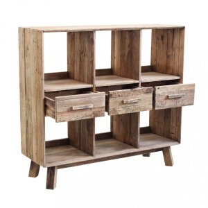 Libreria con 6 ripiani in Pino riciclato cm 120x40x110 – PINE