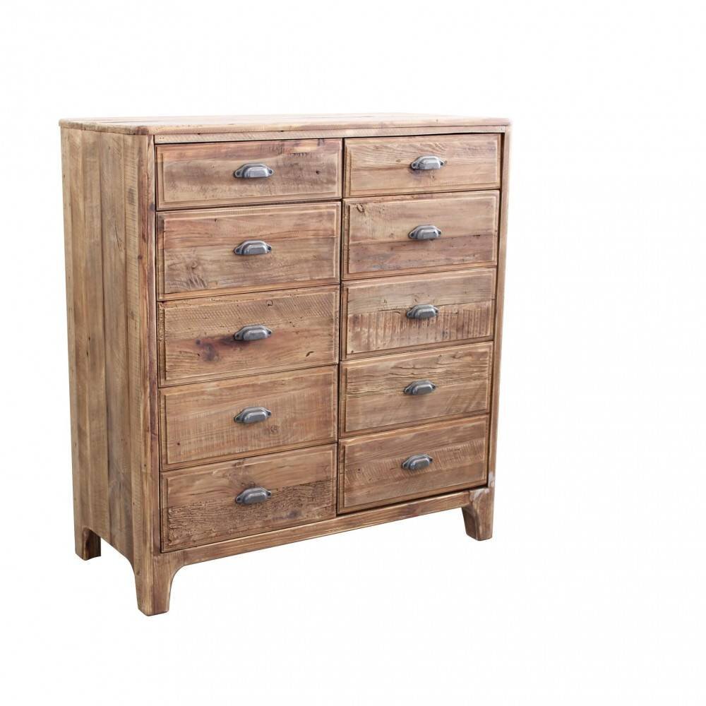 Cassettiera con 10 cassetti in Pino riciclato cm 105x48x113 – LYNDON