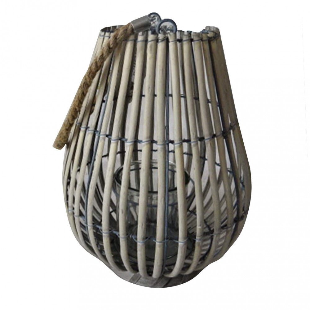 Lanterna in Vimini in Vimini,Vetro cm 18x18x43 – ROLO