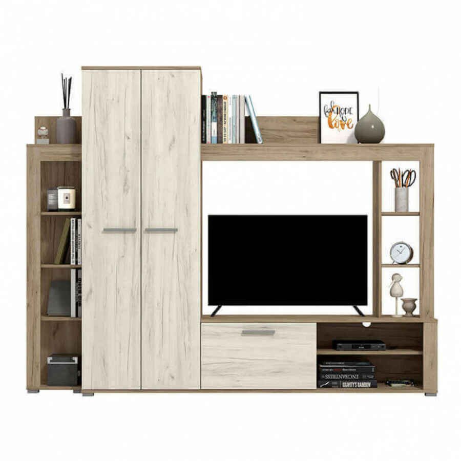 parete attrezzata moderna grigio bianco cm 233,2 x 350 x 185,2 h – NICE