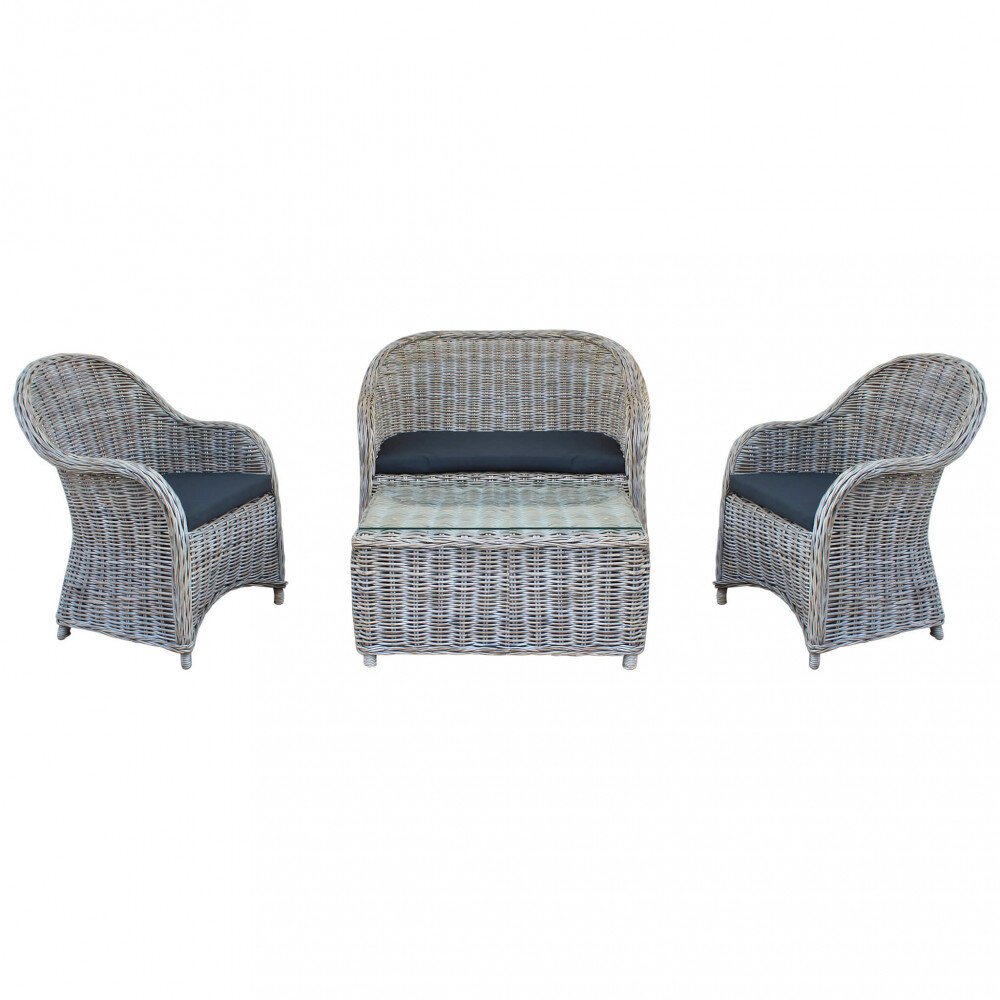 Salotto da Giardino con cuscini 4 posti in Rattan naturale – HARMON