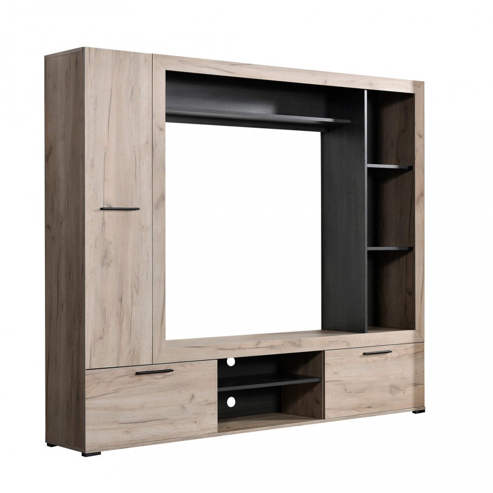 parete attrezzata porta tv con armadio moderna minimal in legno cm 195,6 x 35,2 x 169,6 h – CALLE