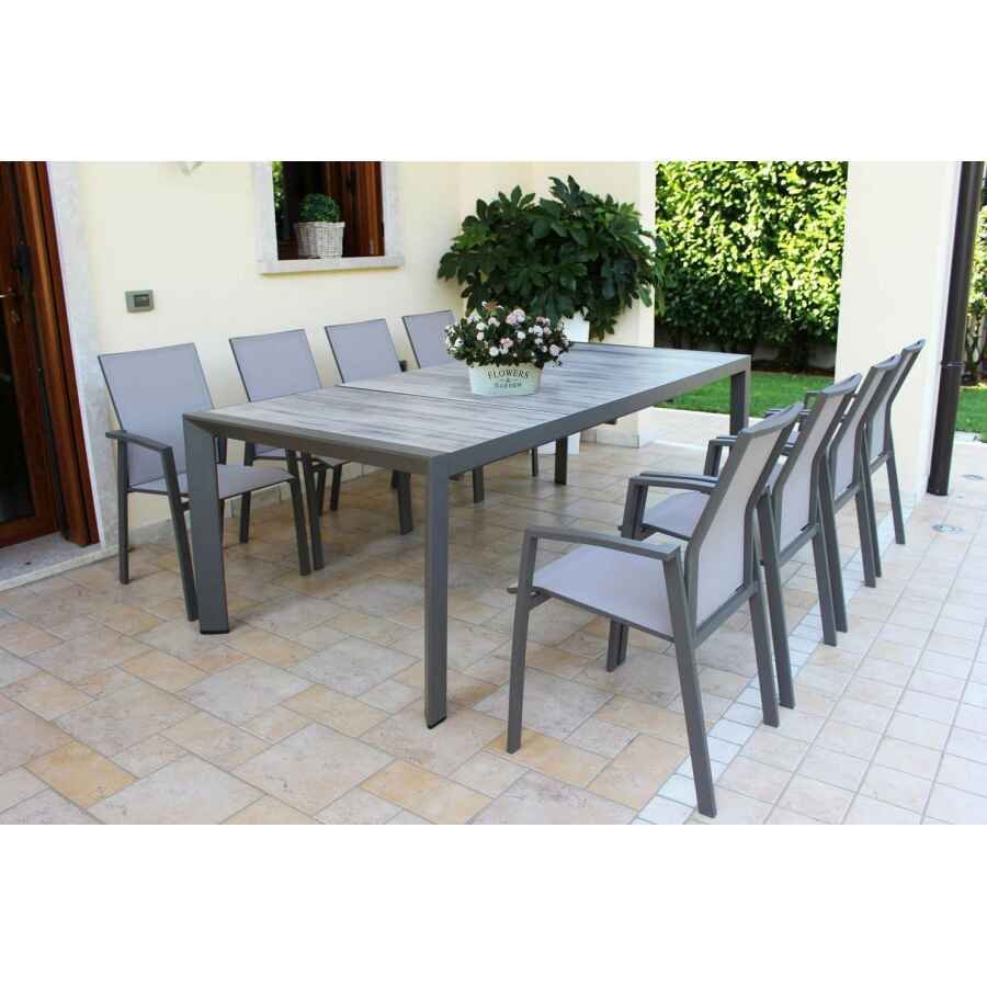 Tavolo da Giardino piano in Ceramica in Alluminio,Gress cm 175×100,5×75 – FALK