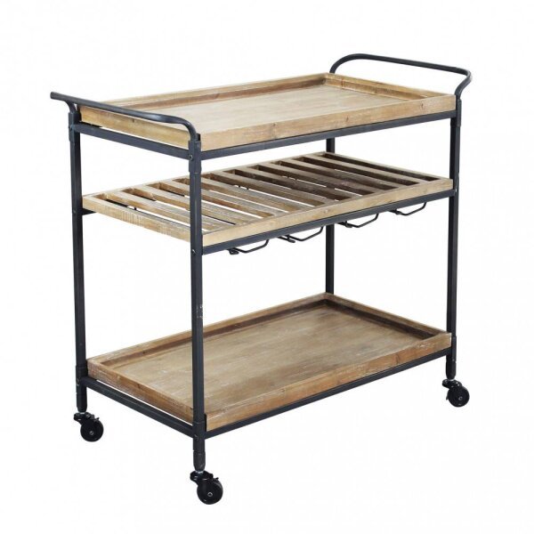 Carrello Portavivande con ruote in Metallo,Legno cm 88x43x77 – HERBIE