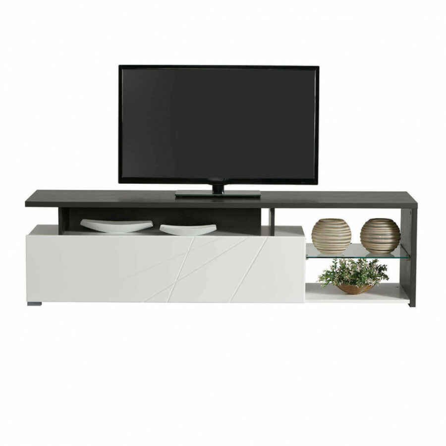 porta tv anta decorata moderno minimal in legno cm 170 x 41,5 x 46,5 h – MISTI