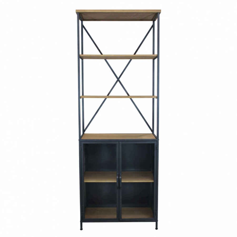 Libreria Industrial in Acciaio,Legno cm 68x39x183 – WINSTON