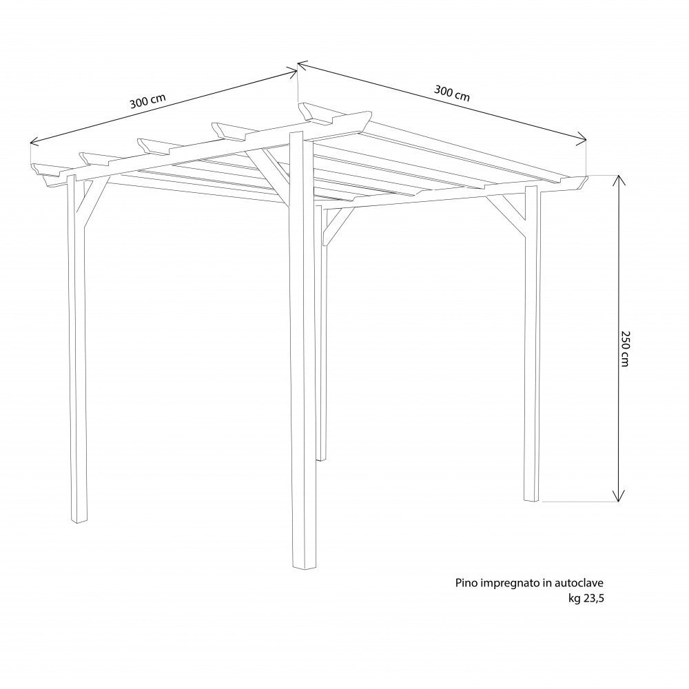 Pergola da Giardino 3×2,5 in legno – FRANCE