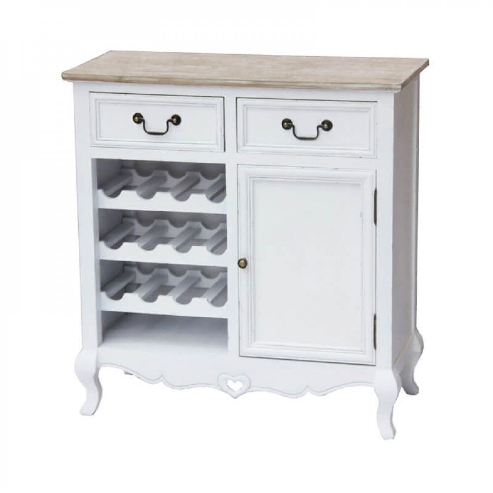 Credenza shabby con porta bottiglie in Legno cm 80x36x84,5 – COLTON