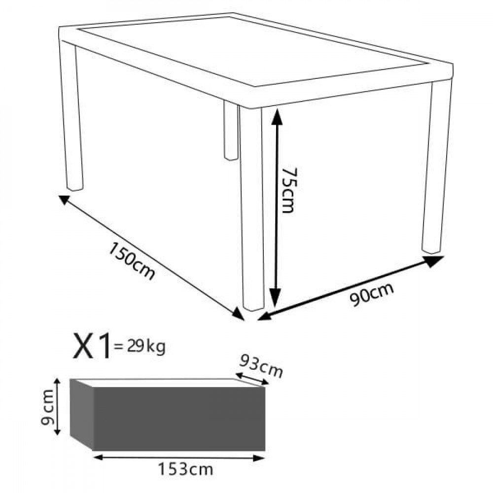 Tavolo intreccio e piano in vetro 150×90 – AXEL