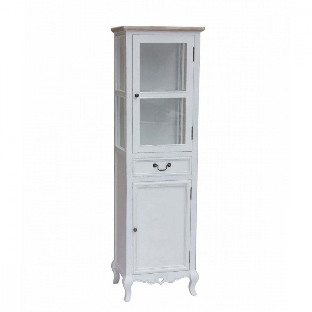 Vetrina un cassetto 2 ante shabby chic in Legno,Vetro cm 50x37x170 – ESMOND