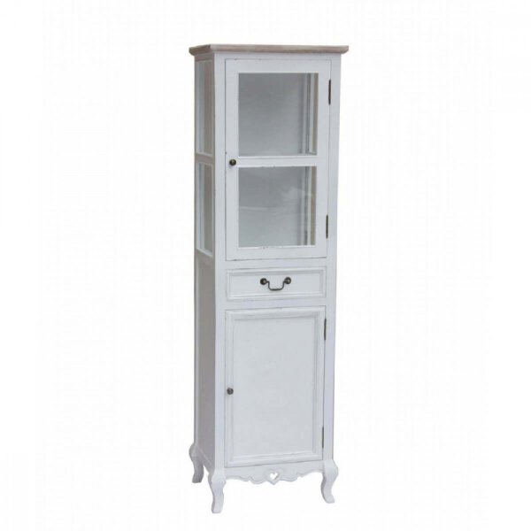 Vetrina un cassetto 2 ante shabby chic in Legno,Vetro cm 50x37x170 – ESMOND