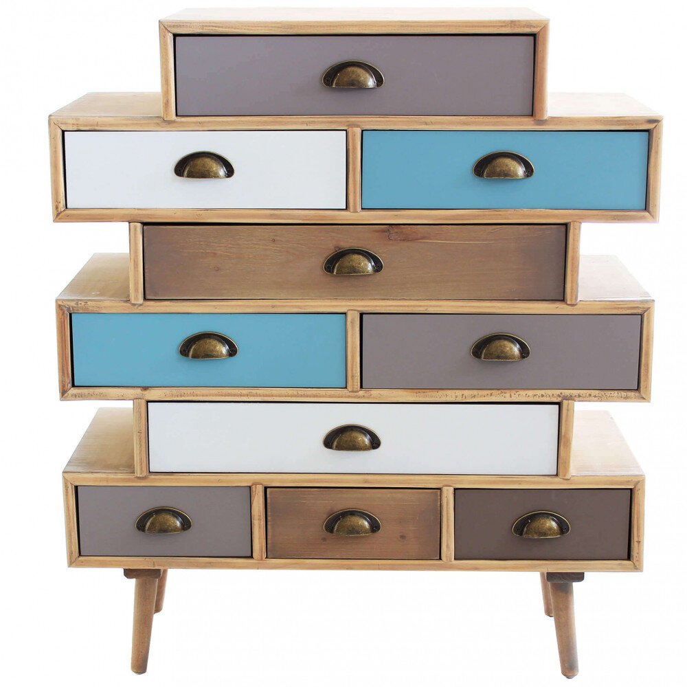 Mobiletto 10 cassetti in Legno cm 80×36,5×73,5 – LAYTON