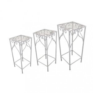 Set di 3 fioriere in stile provenzale in Acciaio cm 30x30x72 – VIRGIL